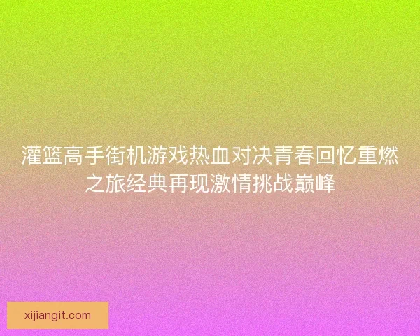 灌篮高手街机游戏热血对决青春回忆重燃之旅经典再现激情挑战巅峰